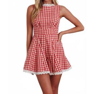 NEW ONE AND ONLY COLLECTIVE carly gingham romper in red